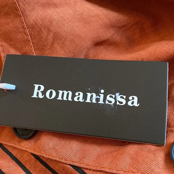 New Romanissa Brown & Black Stripe Short-Sleeve Notch Neck Top size 24-26 - Picture 4 of 11